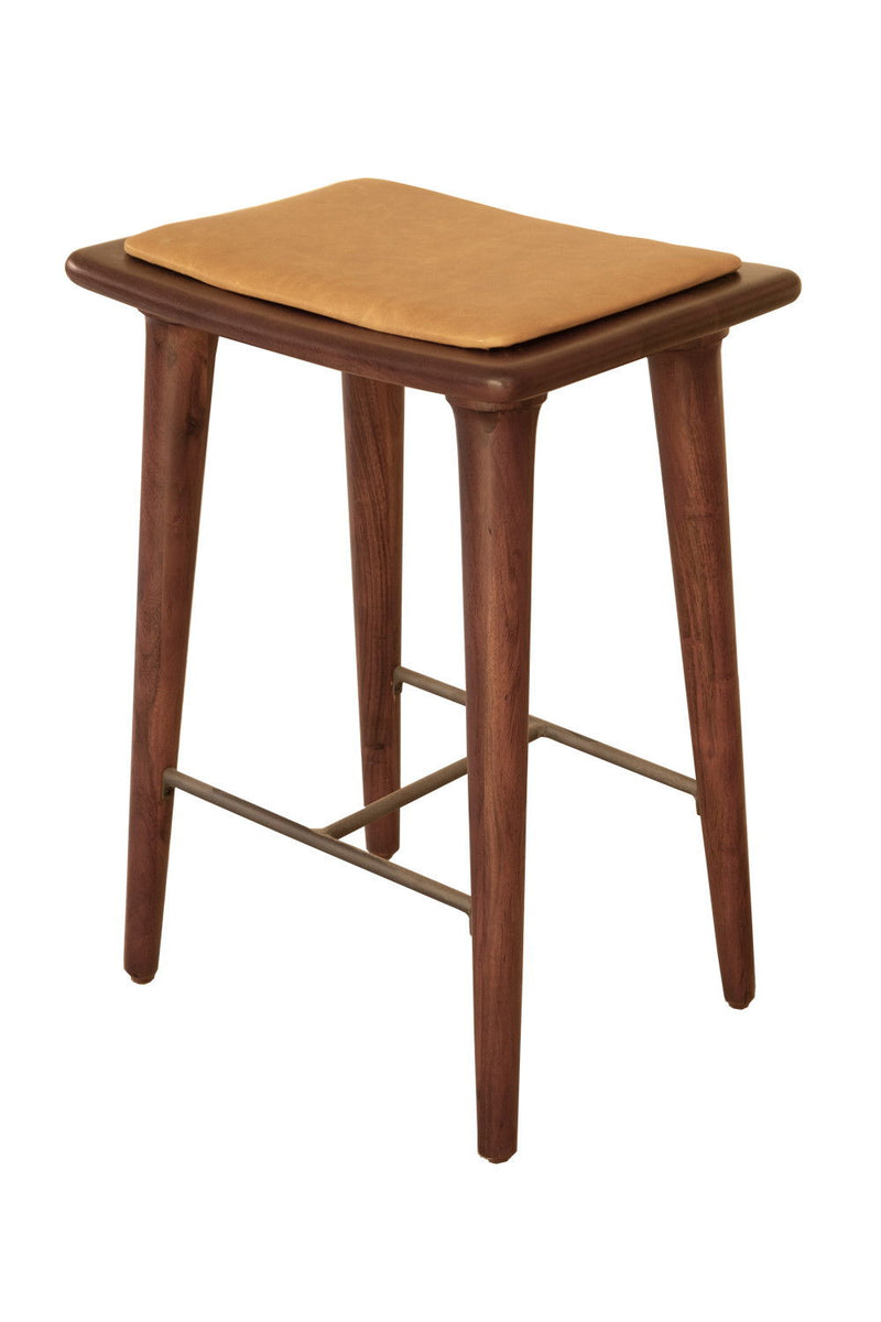Solid Wood Backless Counter Height Bar Chair - Cream And Brown