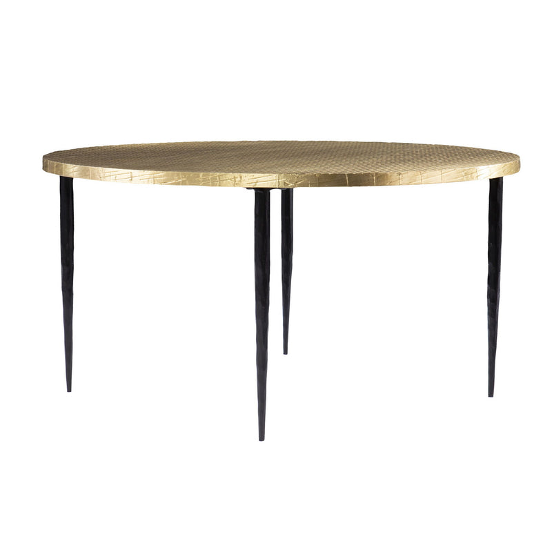 Embossed Metal Round Coffee Table - Black