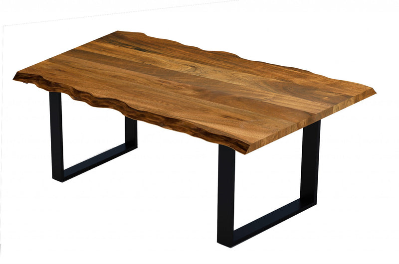 68" Solid Wood Sled Base Dining Table - Brown / Black