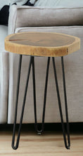 Load image into Gallery viewer, 26" Solid Wood And Iron Round End Table - Black
