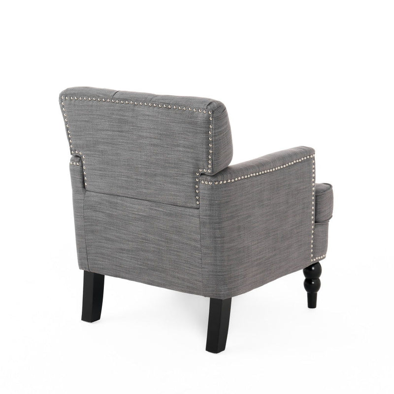 Fabric And Wood Arm Chair - Gray / Black