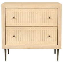 Load image into Gallery viewer, Solid Wood Distressed Carved Geometric Two Drawer Nightstand - Natural
