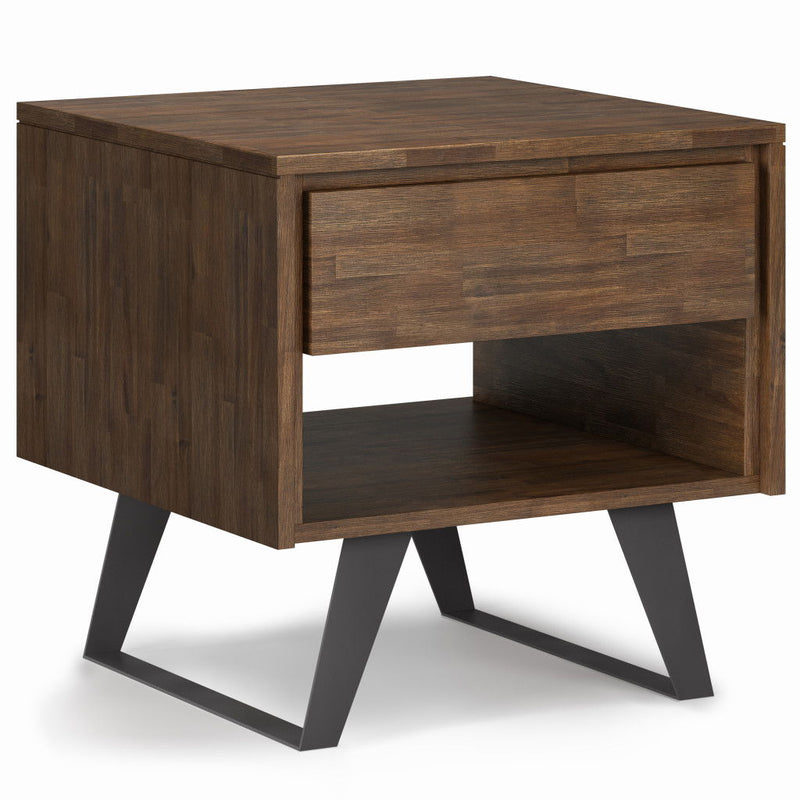 22" Metal Square End Table - Brown