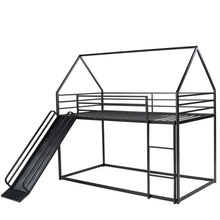 Load image into Gallery viewer, Twin over Twin House Bunk Bed with Ladder and Slide,Black
