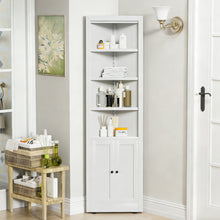 Load image into Gallery viewer, Tall Corner Storage Cabinet With 2 Doors, 5-Tier With Adjustable Shelves, Freestanding - White
