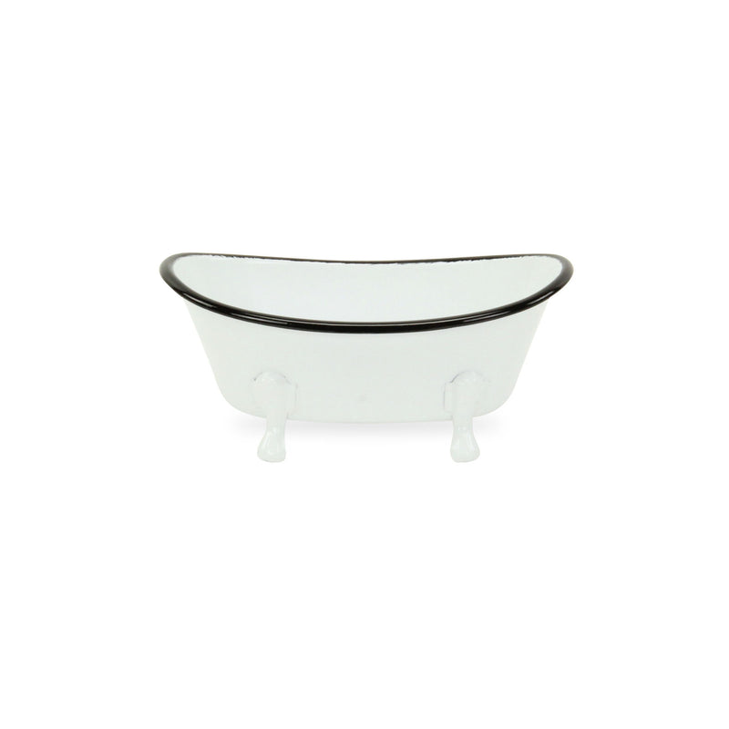 Fabric Hand Painted Decorative Tub Tabletop Sculpture - White