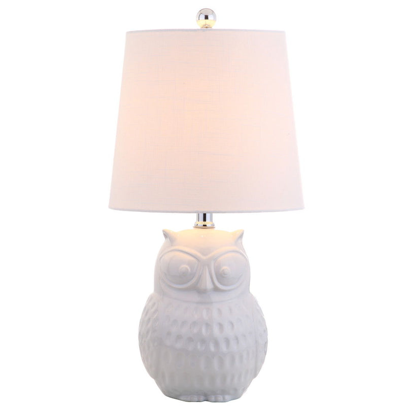 Novelty Desk Lamp LED With Drum Shade - White