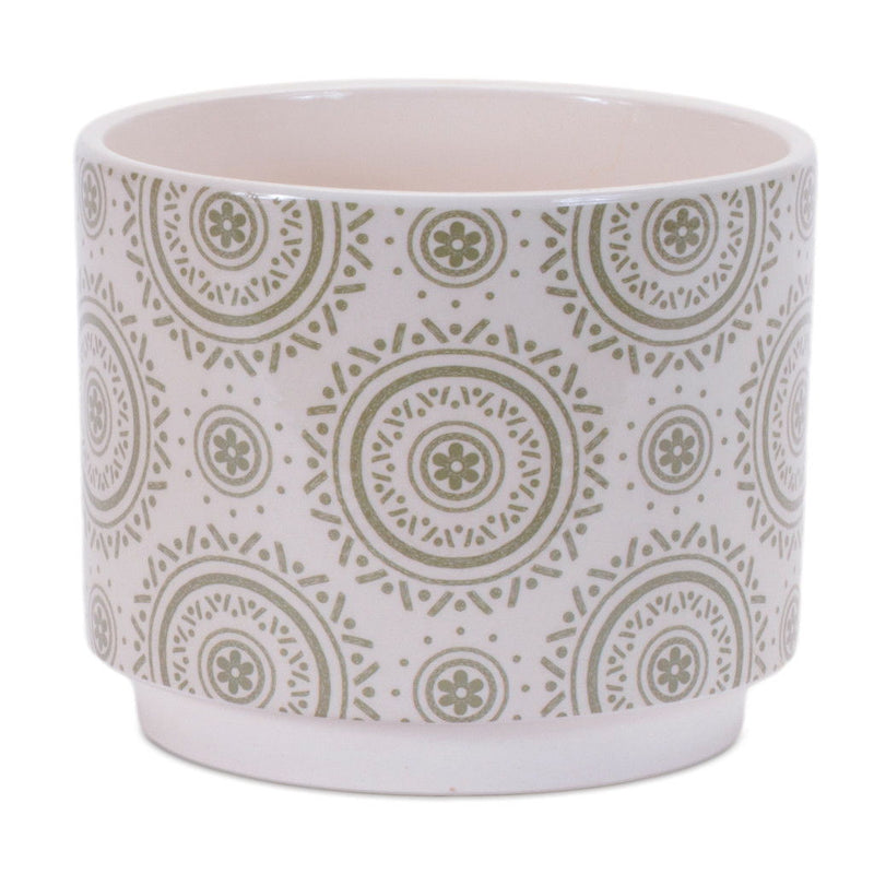 Leaf Round Pot Planters (Set of 3) - Green / Pink / White
