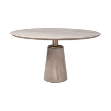 Load image into Gallery viewer, 54" Rounded Solid Wood And Metal Pedestal Base Dining Room Table - Brown
