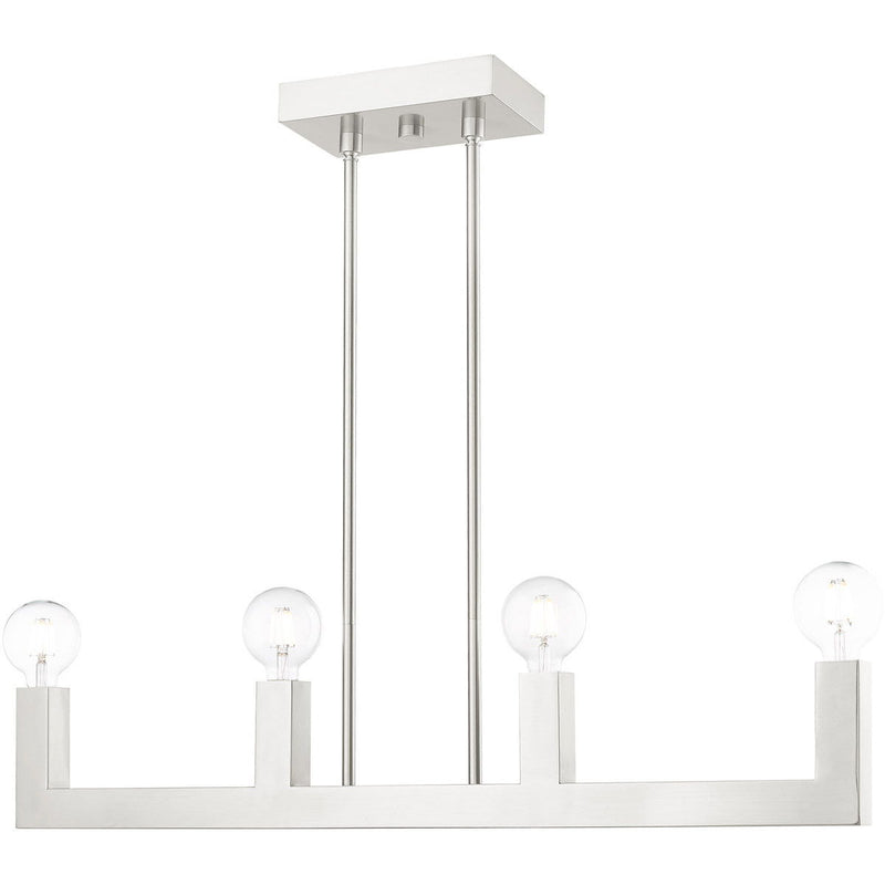 17'' Four-Light Dimmable Chandelier With Shades - Nickel