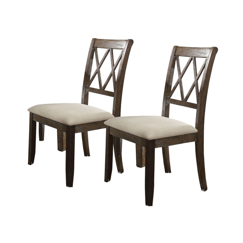 Upholstered Linen Open Back Dining Side Chairs (Set of 2) - Beige / Brown