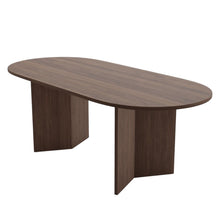 Load image into Gallery viewer, Solid Wood Double Pedestal Base Oval Dining Table - Walnut
