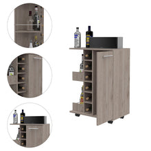 Load image into Gallery viewer, Rolling Dining Room Bar Cart With Wine Storage - Light Gray
