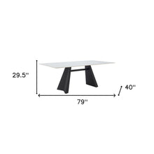 Load image into Gallery viewer, 79" Sintered Stone And Steel Double Pedestal Base Dining Table - White
