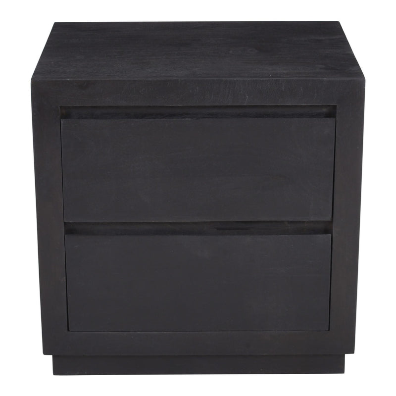 Solid Wood Distressed Two Drawer Nightstand - Brown