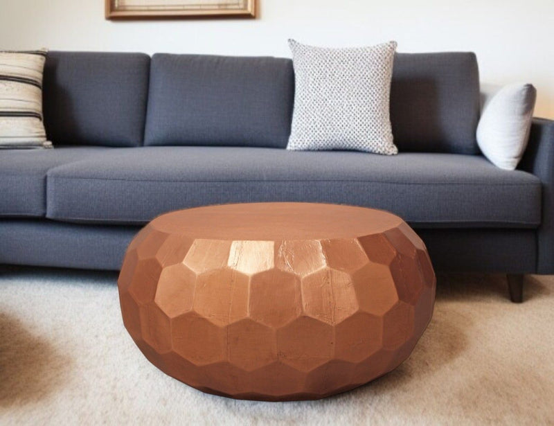 Rustic Hexagon Coffee Table - Copper Brass