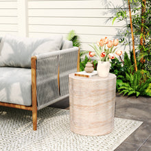 Load image into Gallery viewer, Elegant Indoor / Outdoor Lightweight Concrete Side Table With Travertine - Beige
