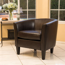 Load image into Gallery viewer, Upholstered Leather Club Chair With Flared Armrests - Brown

