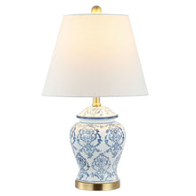 Load image into Gallery viewer, 22" Urn Table Lamp With Empire Shade - White / Blue / Gold
