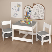 Load image into Gallery viewer, Kids Table And Chair Set, 3 In 1 Activity Table With Storage Drawer For Toddlers Drawing, Reading, Crafts, 2 In 1 Detachable Top - White
