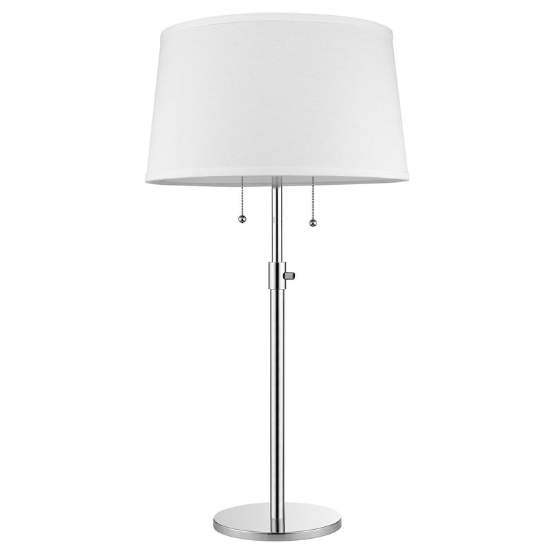 Metal Two Light Adjustable Table Lamp With White Empire Shade - Silver