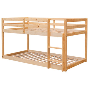 Twin over Twin Floor Bunk Bed,Natural(New SKU:W504P148543)