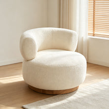 Load image into Gallery viewer, Swivel Accent Chair With Curved Backrest For Home Decor - Beige

