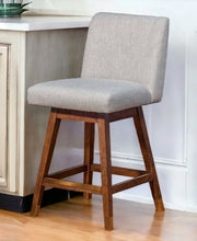 Load image into Gallery viewer, Solid Wood Swivel Counter Height Bar Chair - Taupe And Brown
