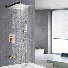 Load image into Gallery viewer, Tub Shower Faucet Set With 12" Rain Shower Head And Handheld Spray Combo

