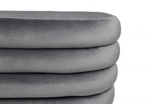 Load image into Gallery viewer, Velvet Tufted Round Cocktail Ottoman - Gray
