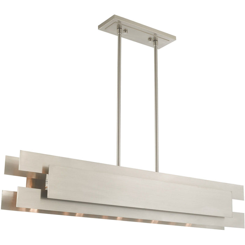 Five Light Dimmable Chandelier With Shades - Nickel
