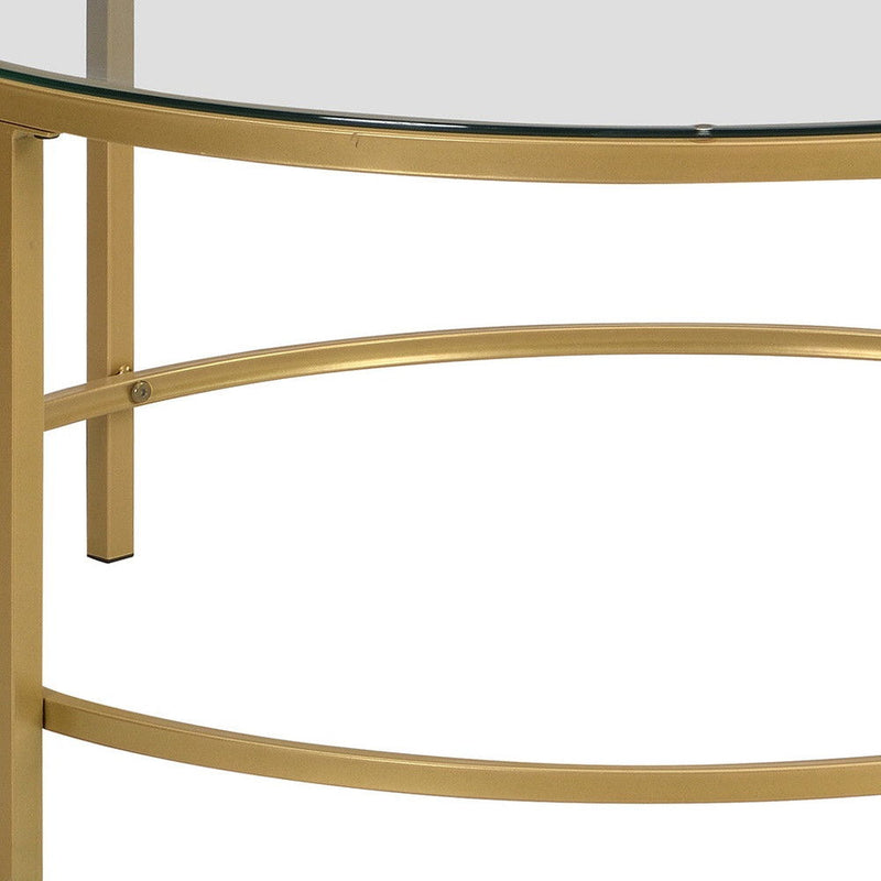 Glass Round Coffee Table - Gold And Clear