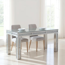 Load image into Gallery viewer, 31" Mirrored Glass And Faux Crystal Dining Table - Silver
