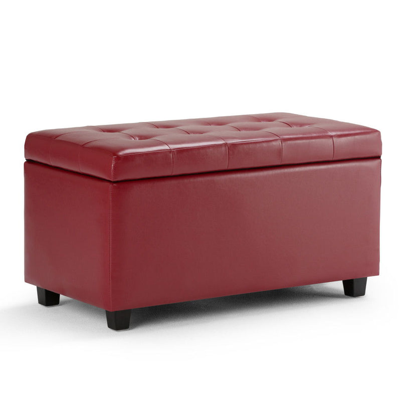 34" Upholstery Storage Ottoman - Dark Brown / Red