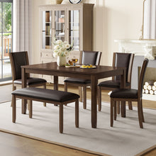 Load image into Gallery viewer, 6 Piece Dining Table Set &amp; Bench And Chairs For Dining Room - Dark Walnut
