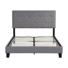 Load image into Gallery viewer, Full Size Upholstered Platform Bed Frame With Modern Button Tufted Linen Fabric Headboard, No Box Spring Needed, Wood Slat Support - Gray
