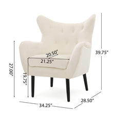 Load image into Gallery viewer, Style Velvet Arm Chair With Wingback And Flared Arms - Ivory
