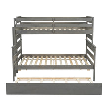 Load image into Gallery viewer, Wood Twin over Full Bunk Bed with Twin Size Trundle, Gray
