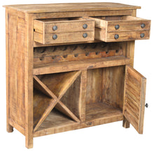 Load image into Gallery viewer, Rustic Solid Wood 2 Door Wine Bar Cabinet - Natural
