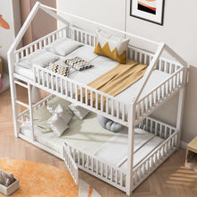 Load image into Gallery viewer, Metal House Bunk Bed With Fence And Door
