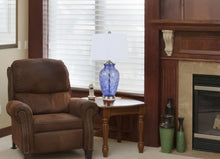 Load image into Gallery viewer, Swirl Glass Table Lamp With White Empire Shade - Blue
