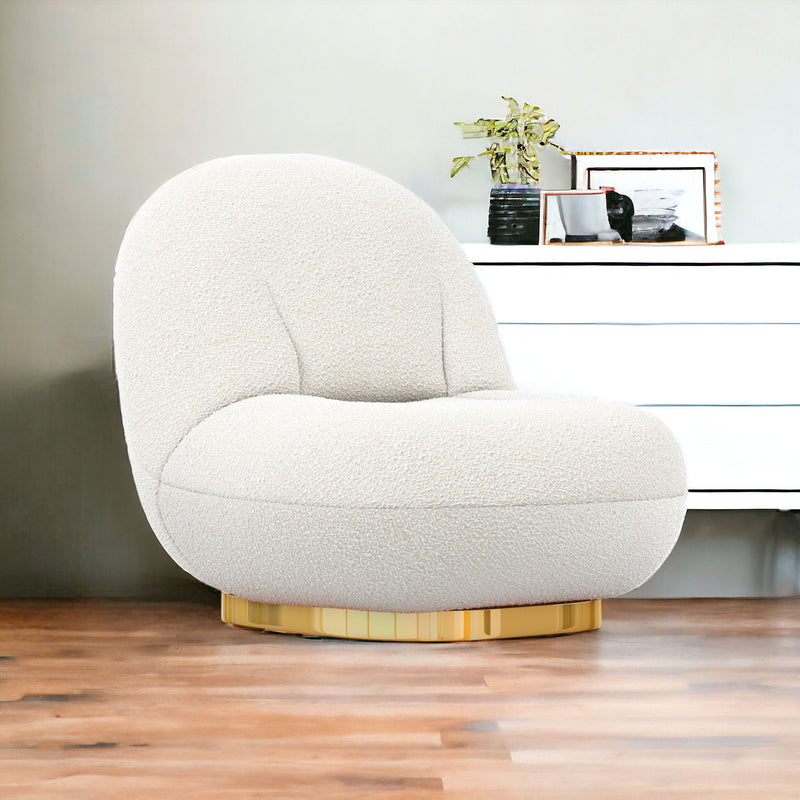 Boucle Accent Chair - White And Gold