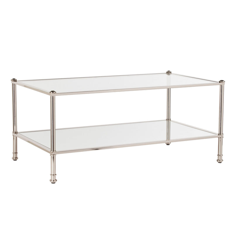 Mirrored Metal Rectangular Mirrored Coffee Table (402102) - Silver