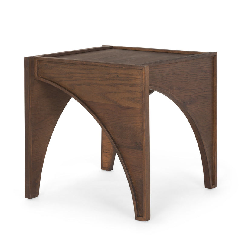 24" Wood Modern Arched Square End Table - Brown