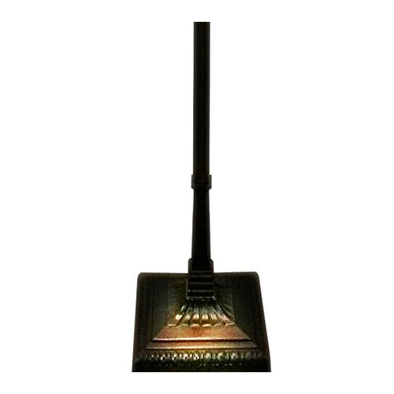 Two Light Traditional Shaped Floor Lamp With Brown And Blue Stained Glass Cone Shade - Brown