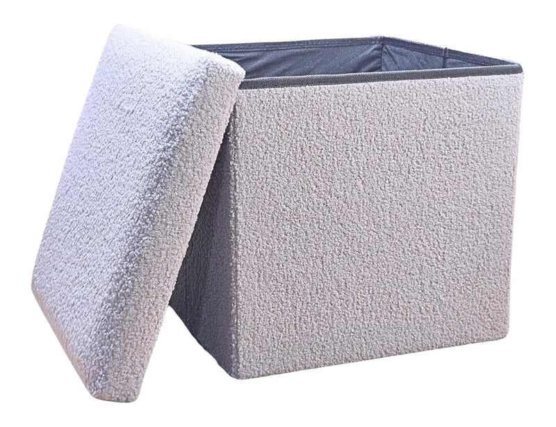 15" Boucle Cube Storage Ottoman - Gray