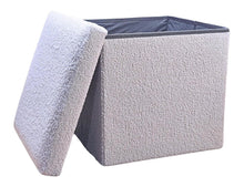 Load image into Gallery viewer, 15" Boucle Cube Storage Ottoman - Gray
