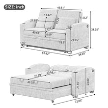Load image into Gallery viewer, Pull Out Loveseat Sofa With Adjsutable Backrest, 2 Pillows, Cup Holders, USB Ports For Living Room
