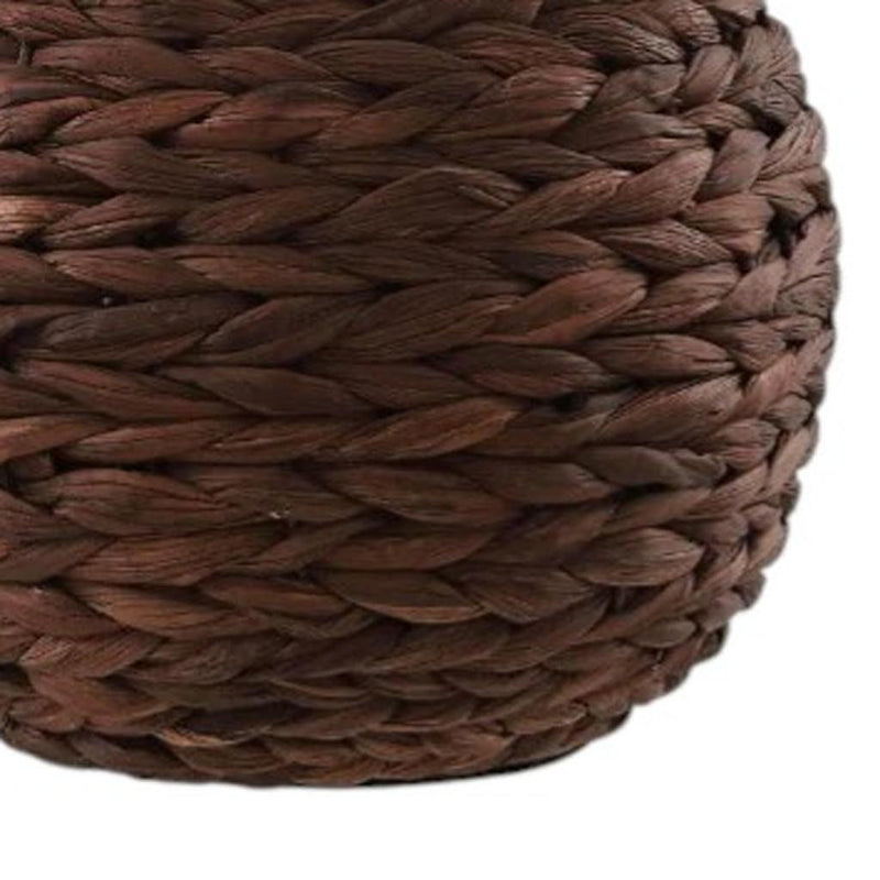 Round Table Lamp With Drum Shade - Dark Brown