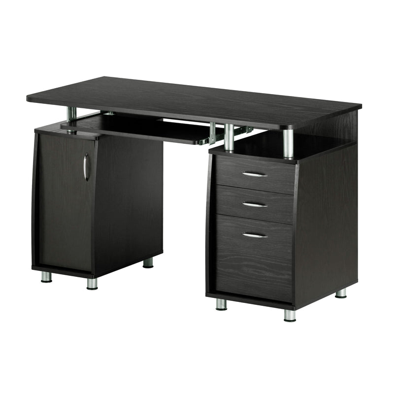 Pedestal Computer Desk With Three Drawers - Espresso